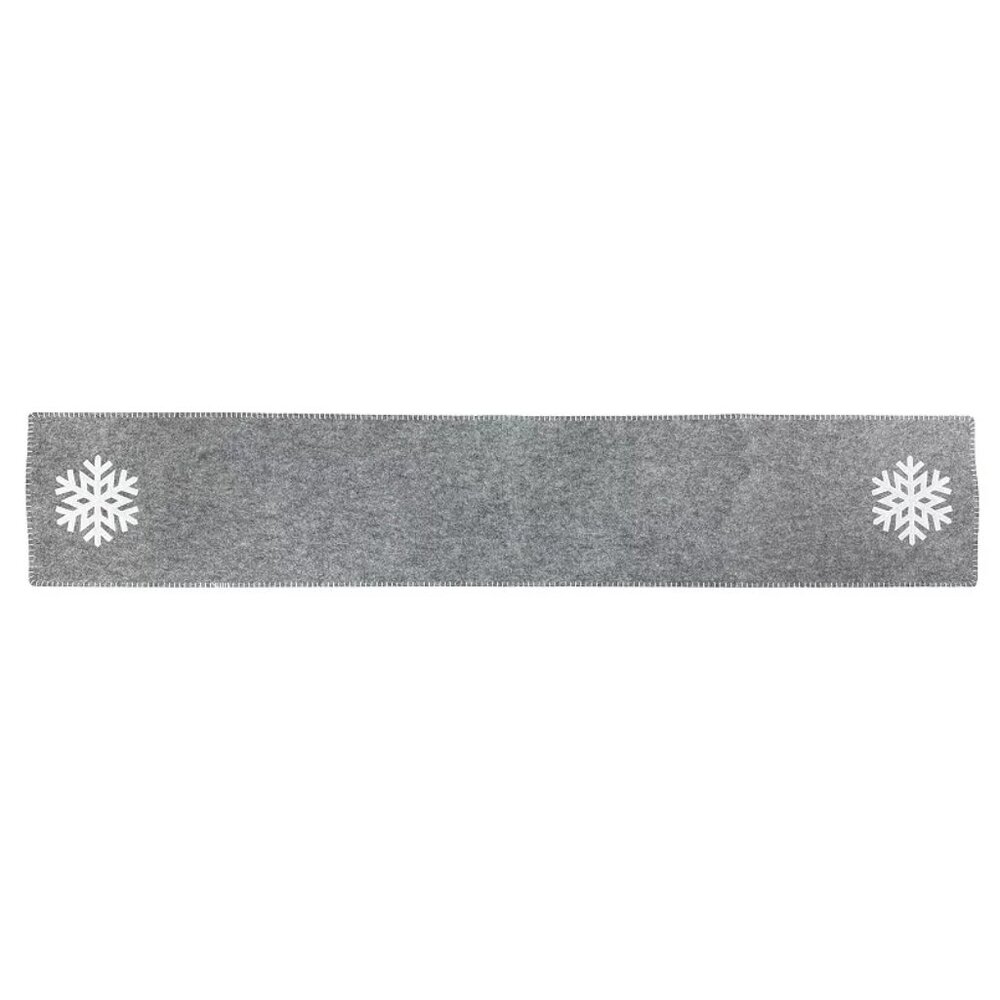 St. Nicholas Square Felt Applique Snowflake Embroidererd Table Runner 13" x 72"